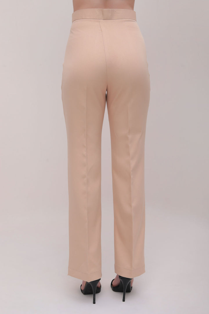 Pleated High Waist Trousers - Beige