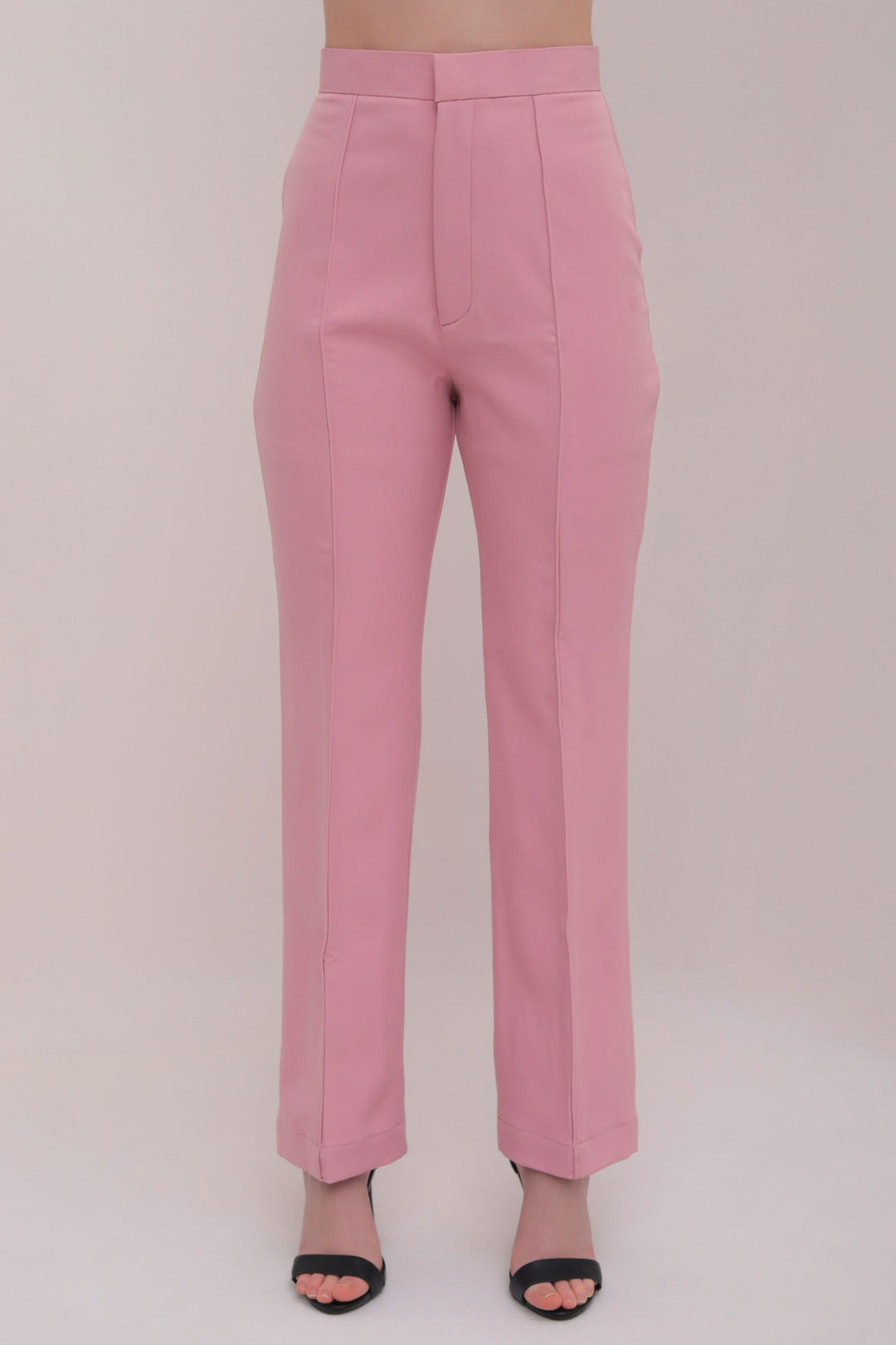 Pleated High Waist Trousers - Pink