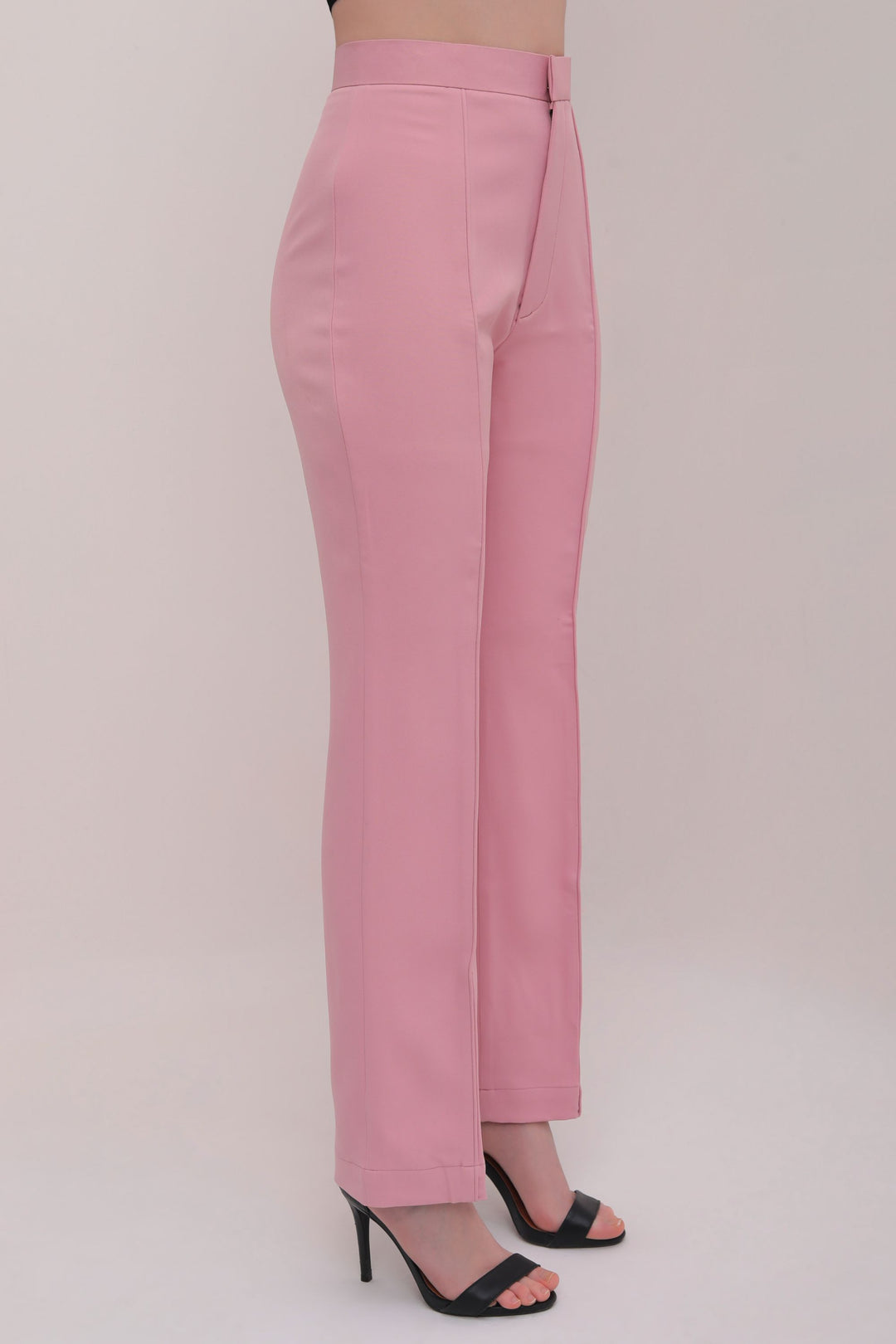 Pleated High Waist Trousers - Pink