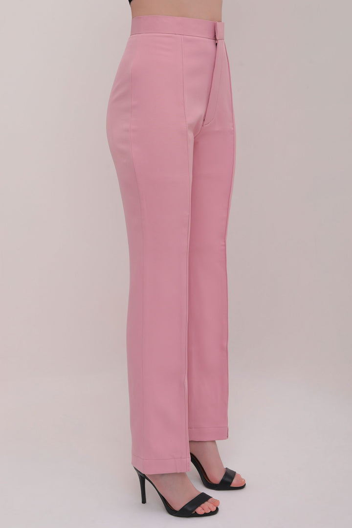 Pleated High Waist Trousers - Pink