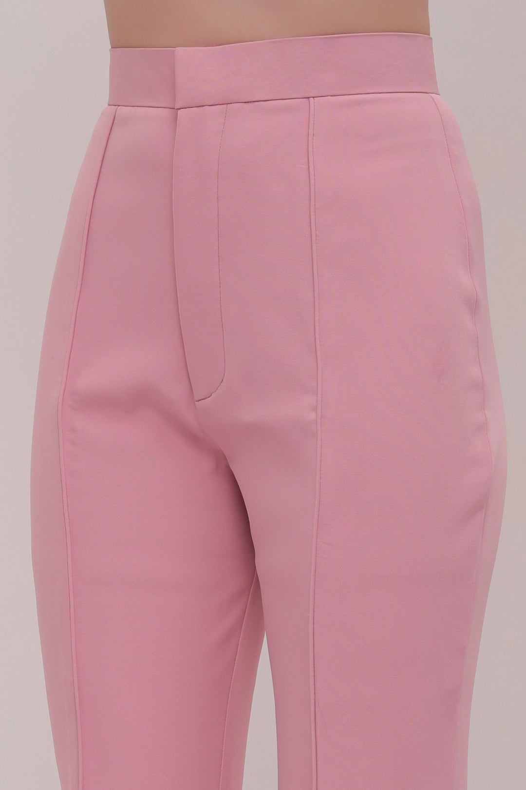 Pleated High Waist Trousers - Pink