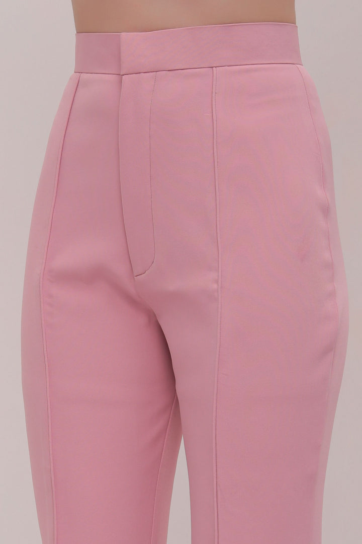 Pleated High Waist Trousers - Pink