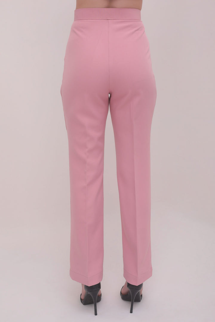 Pleated High Waist Trousers - Pink