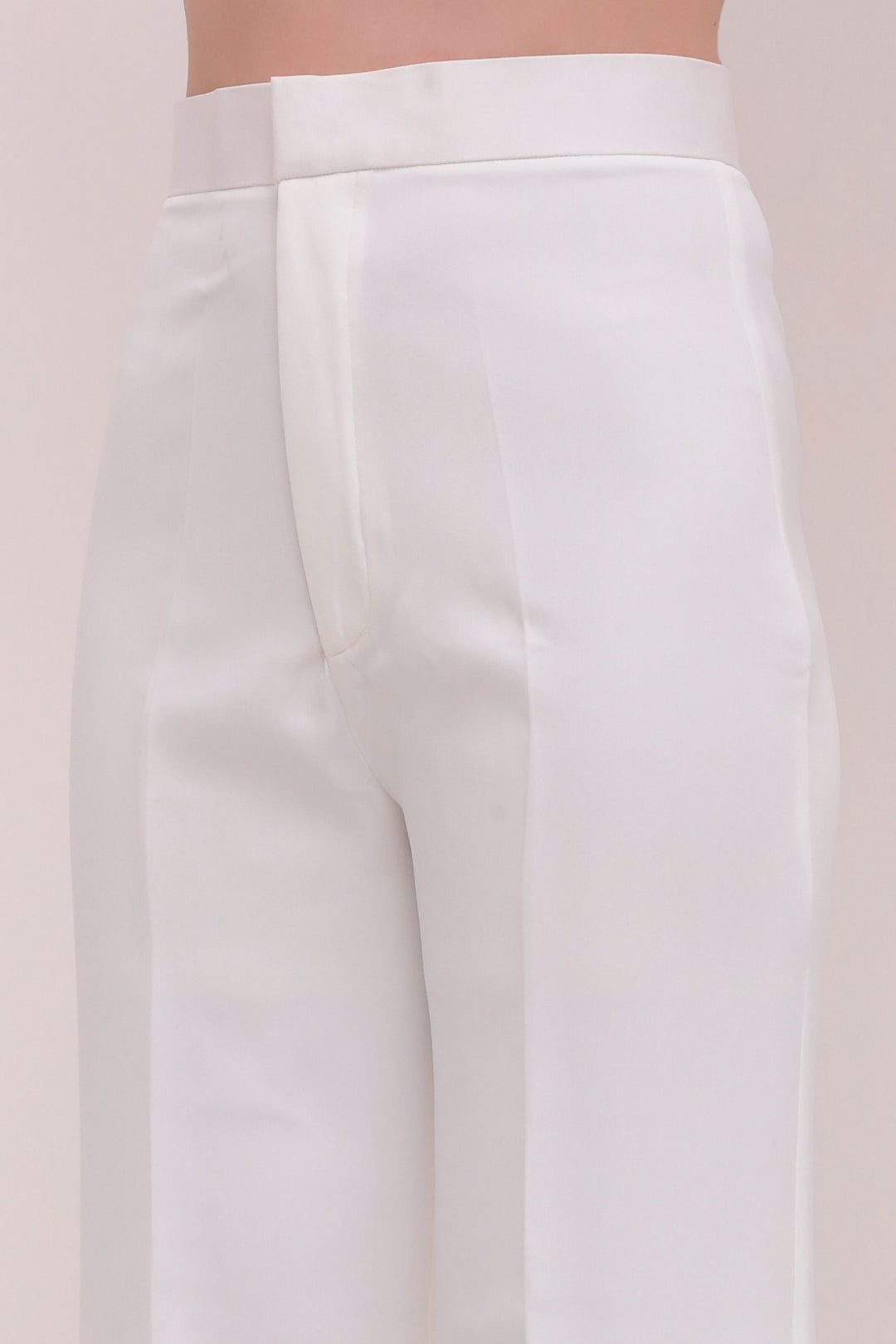 Straight Fit High Waist Trousers - White