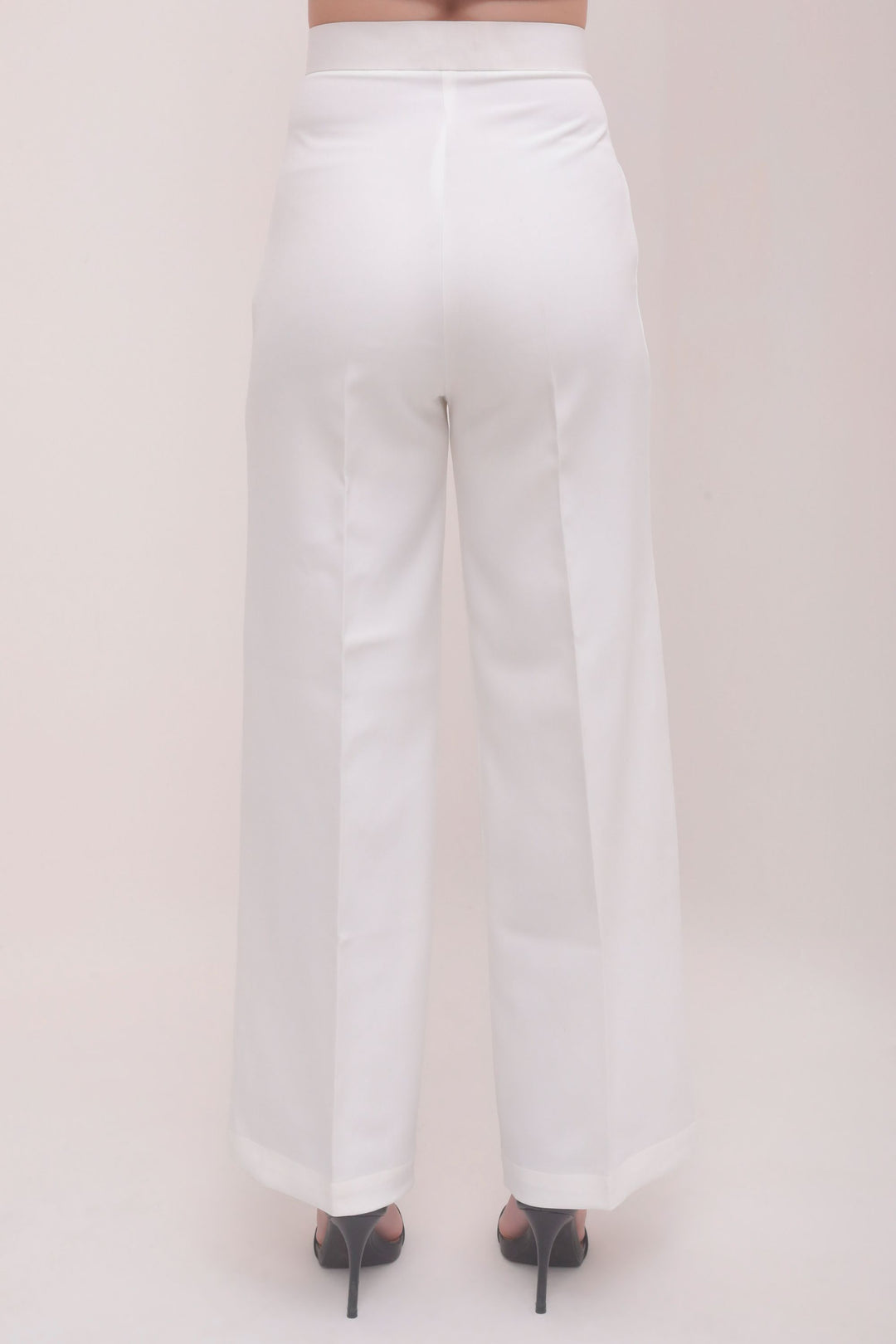 Straight Fit High Waist Trousers - White