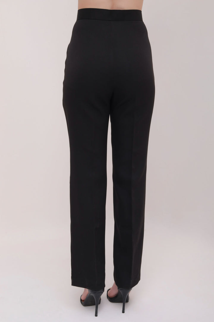 Pleated High Waist Trousers - Black