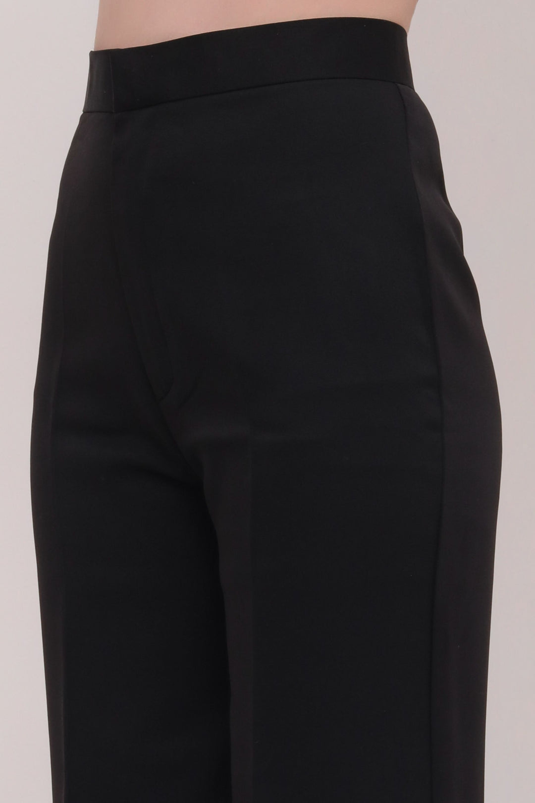 Straight Fit High Waist Trousers - Black