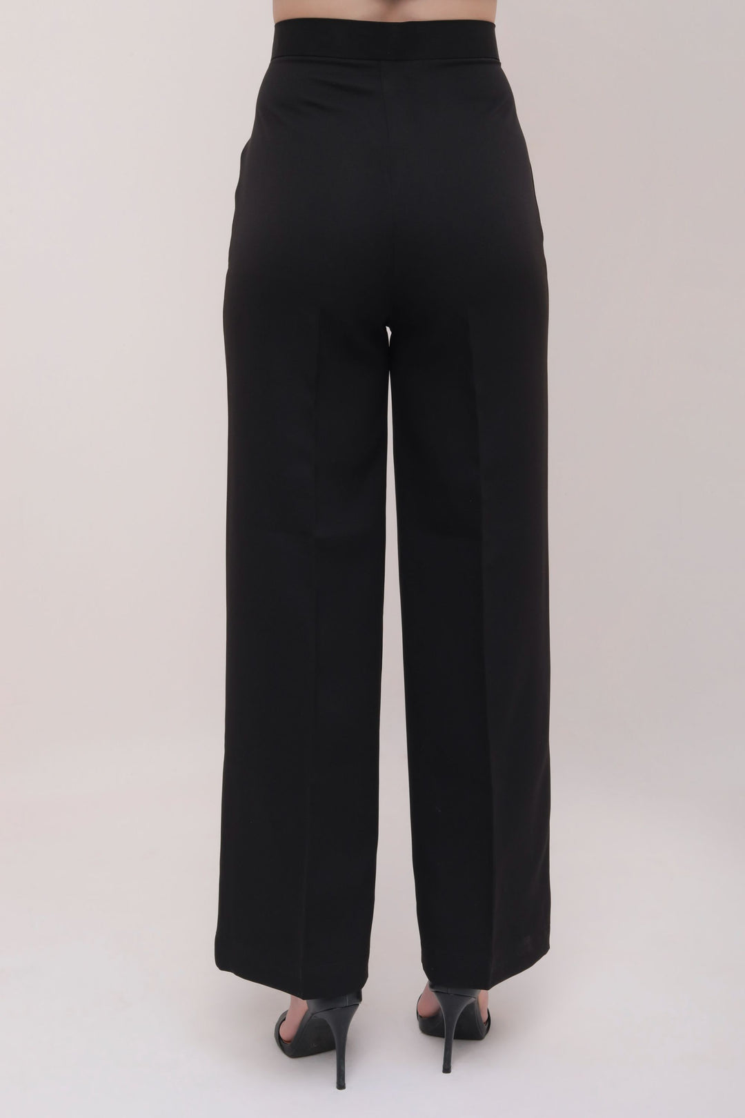 Straight Fit High Waist Trousers - Black
