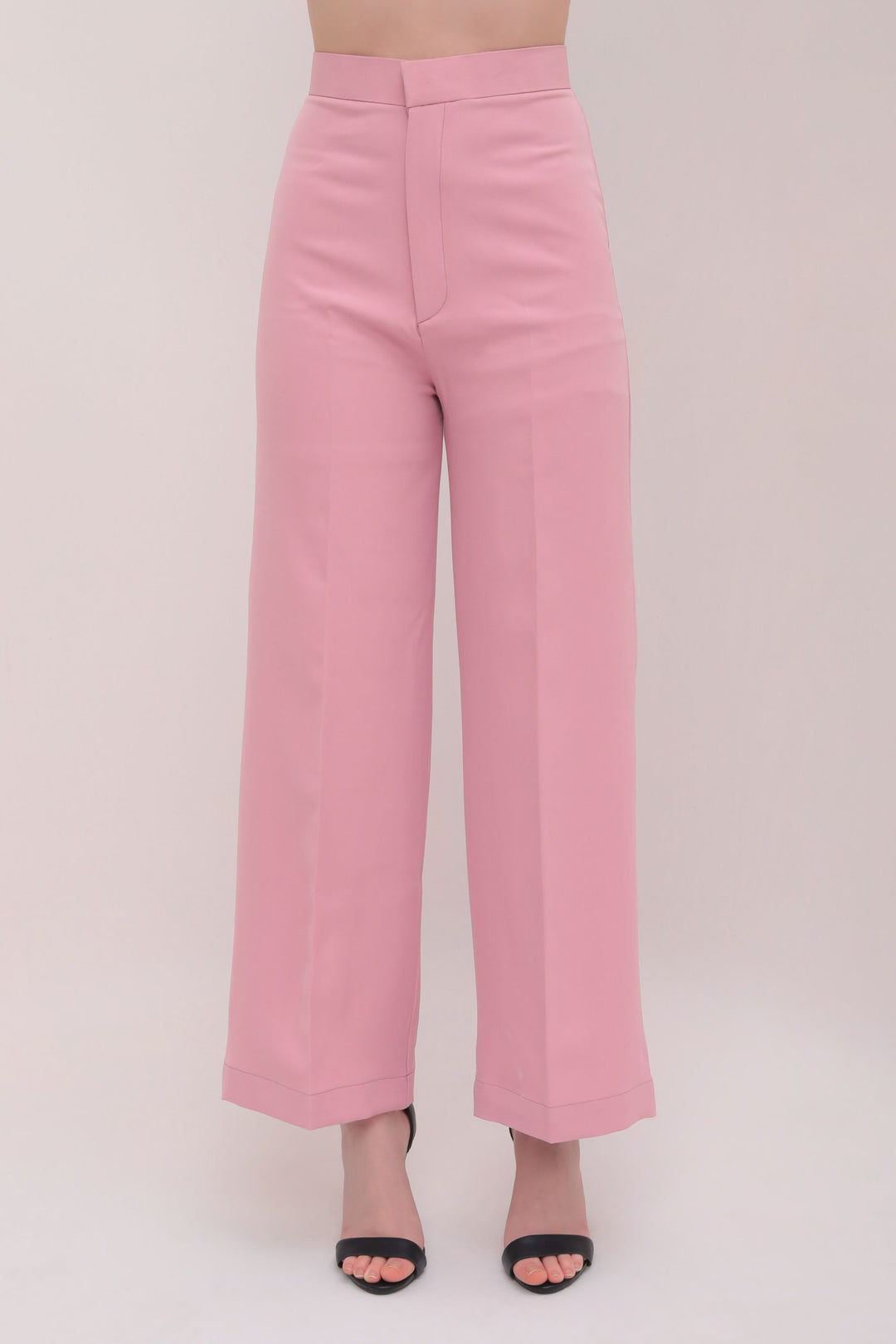 Straight Fit High Waist Trousers - Pink