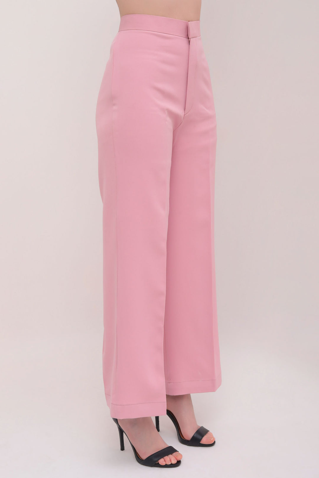Straight Fit High Waist Trousers - Pink