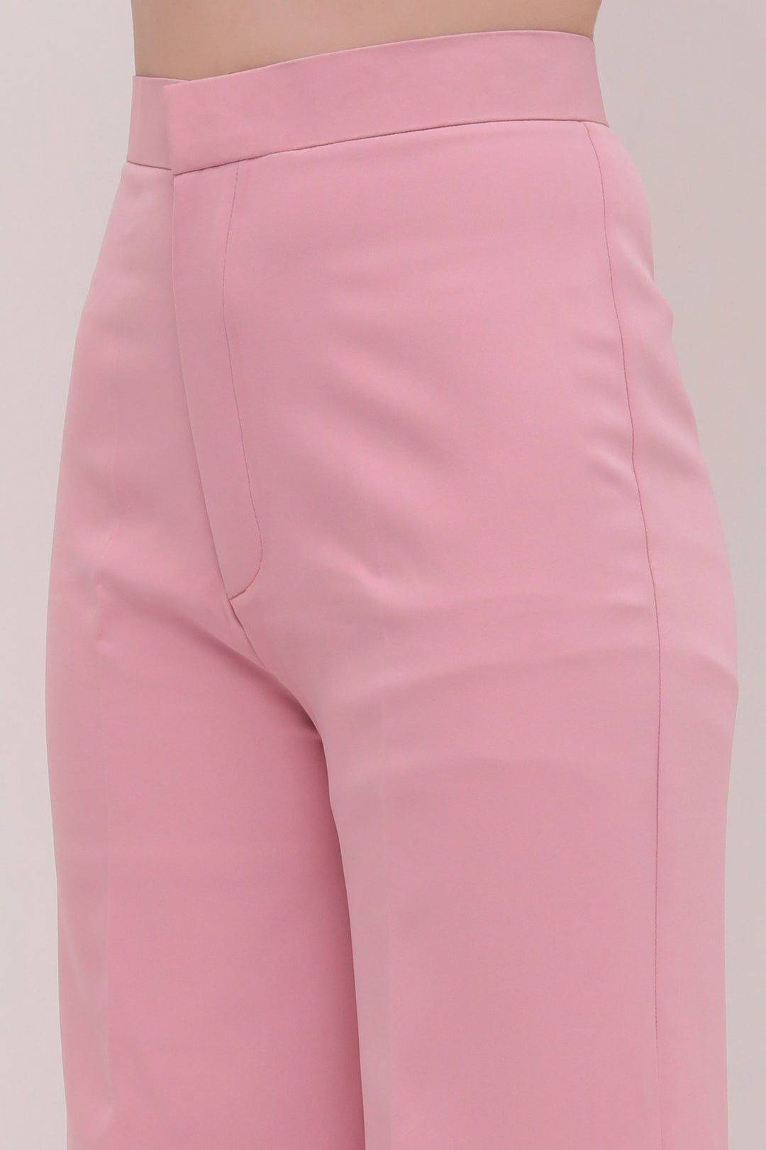 Straight Fit High Waist Trousers - Pink