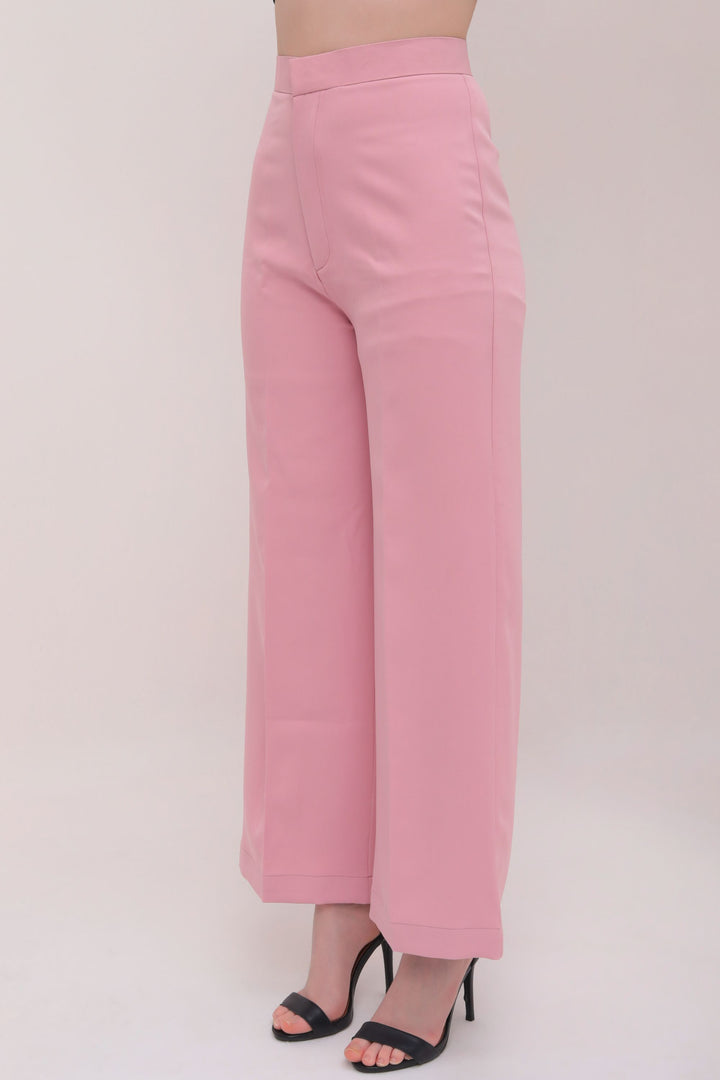 Straight Fit High Waist Trousers - Pink