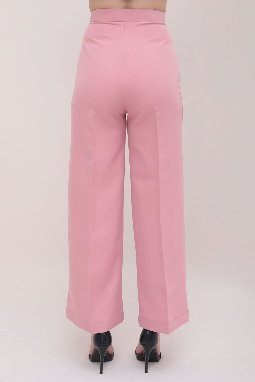 Straight Fit High Waist Trousers - Pink