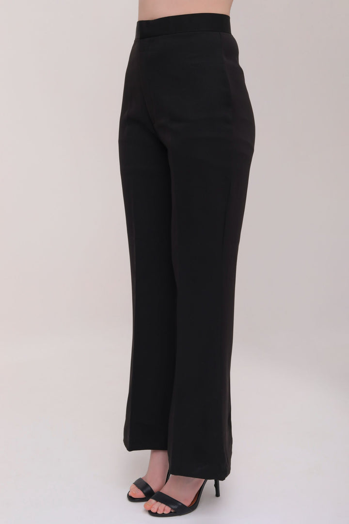 High Waist Flared Trousers - Black