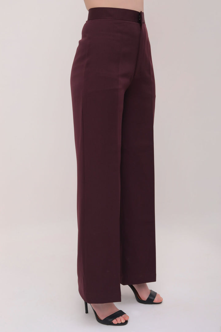Straight Fit High Waist Trousers - Brown