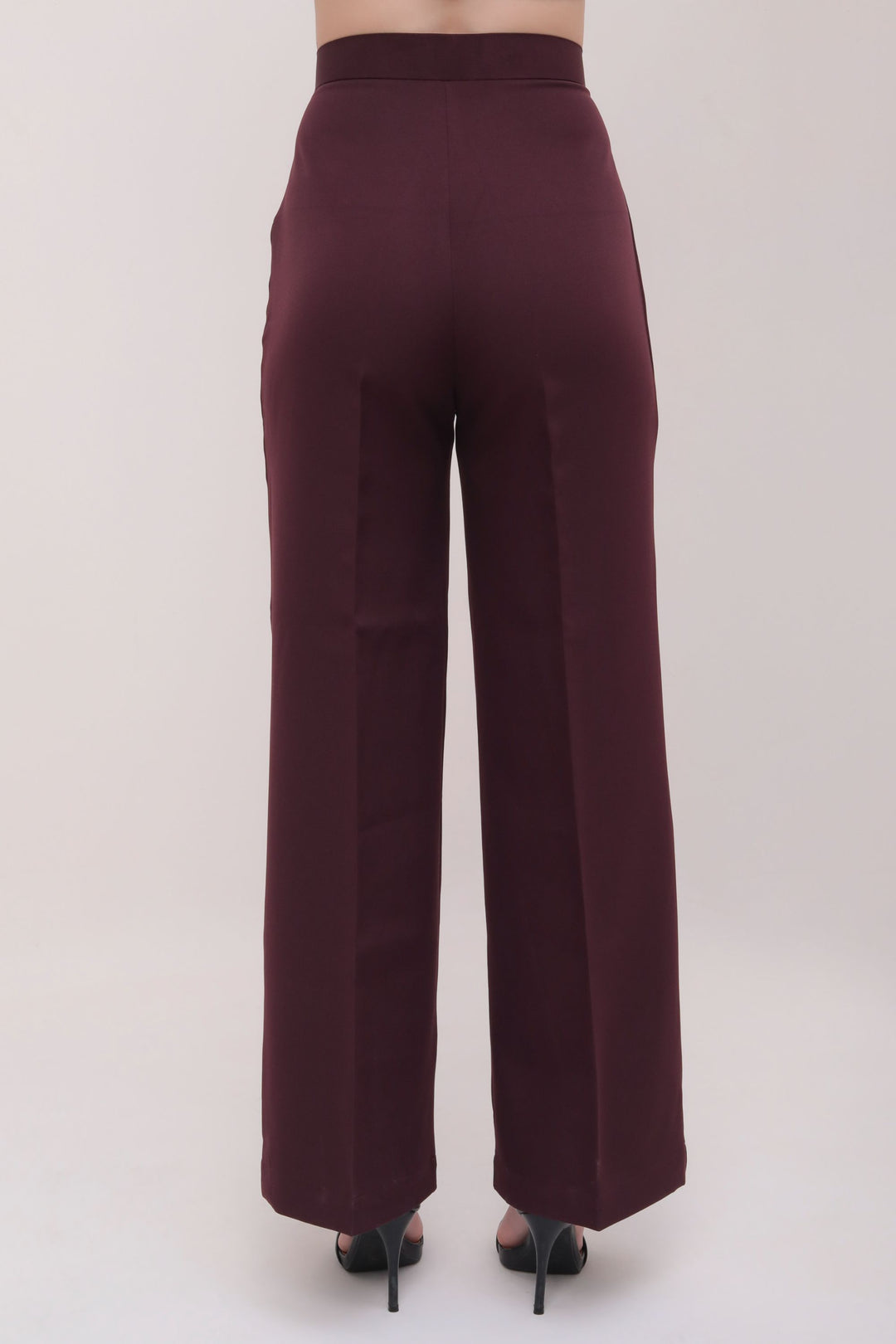 Straight Fit High Waist Trousers - Brown