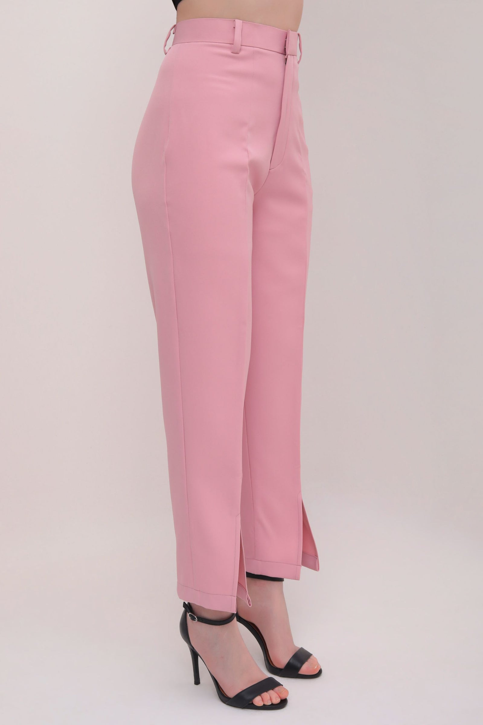 TESTING Cropped Front Slit High Rise Trousers - Pink