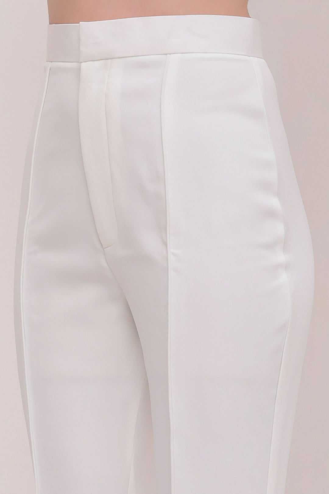 Pleated High Waist Trousers - White