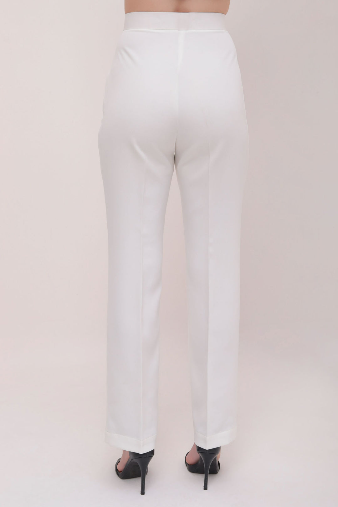 Pleated High Waist Trousers - White