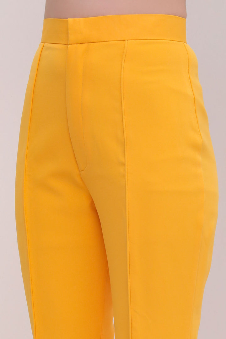 Pleated High Waist Trousers - Mustard Yellow