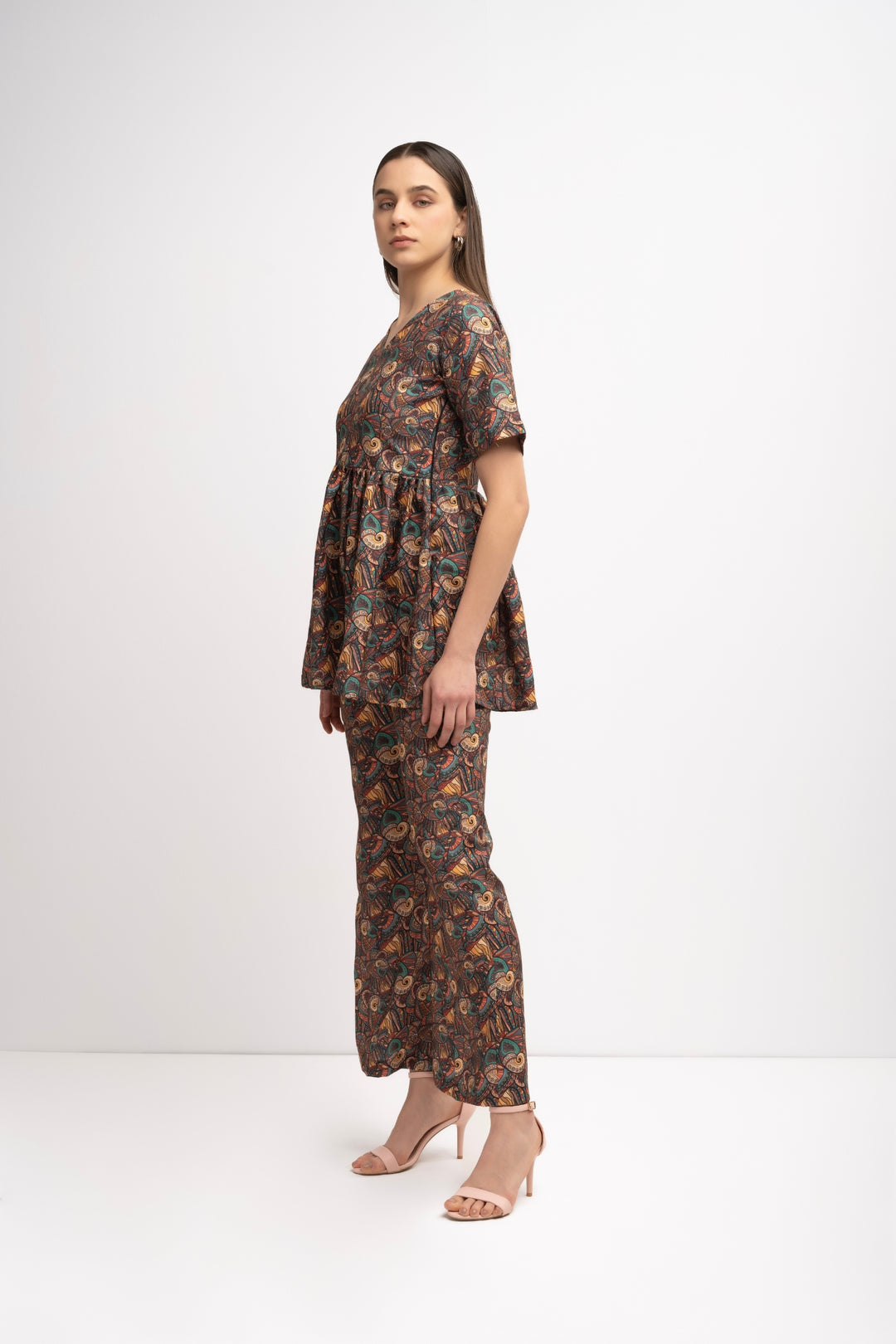 Brown Pleated Co-Ord Set