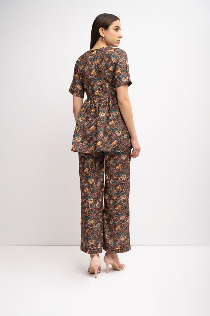 Brown Pleated Co-Ord Set