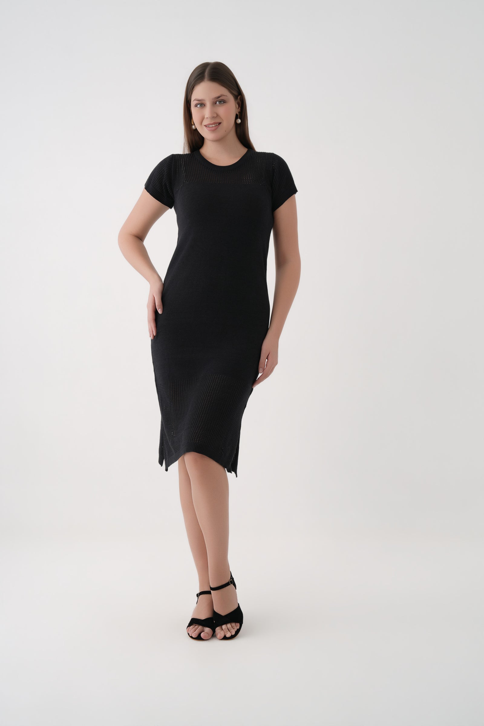 Panelled Knit Mesh Dress