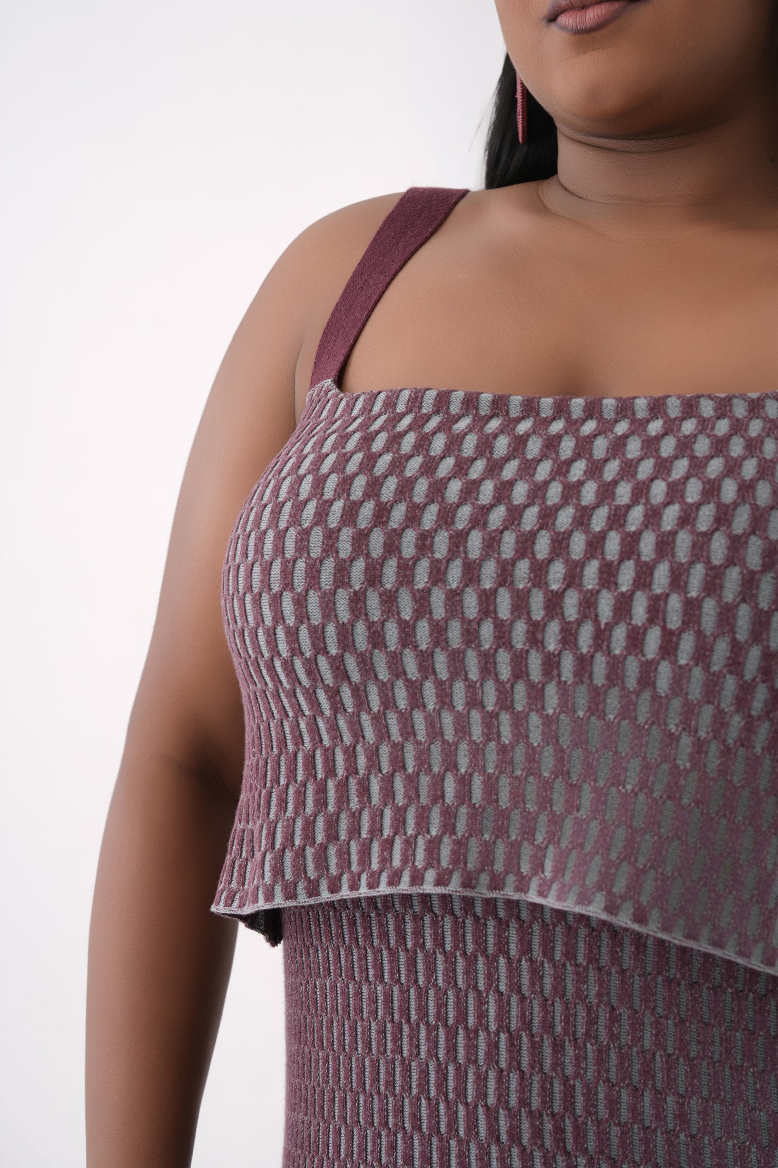 Layered Honey Comb Knitted Midi Dress