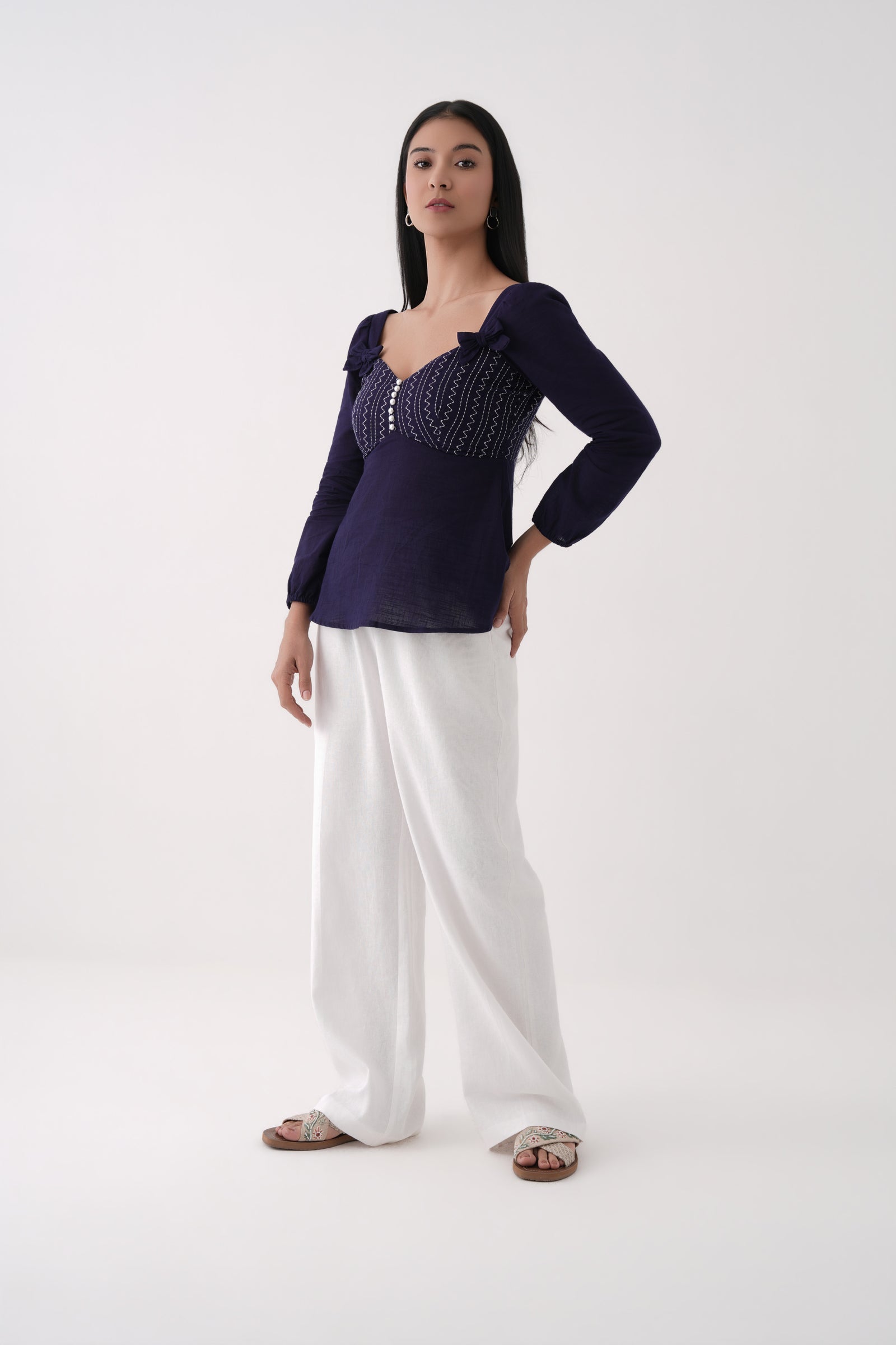 Embroidered Sweetheart Peplum Top