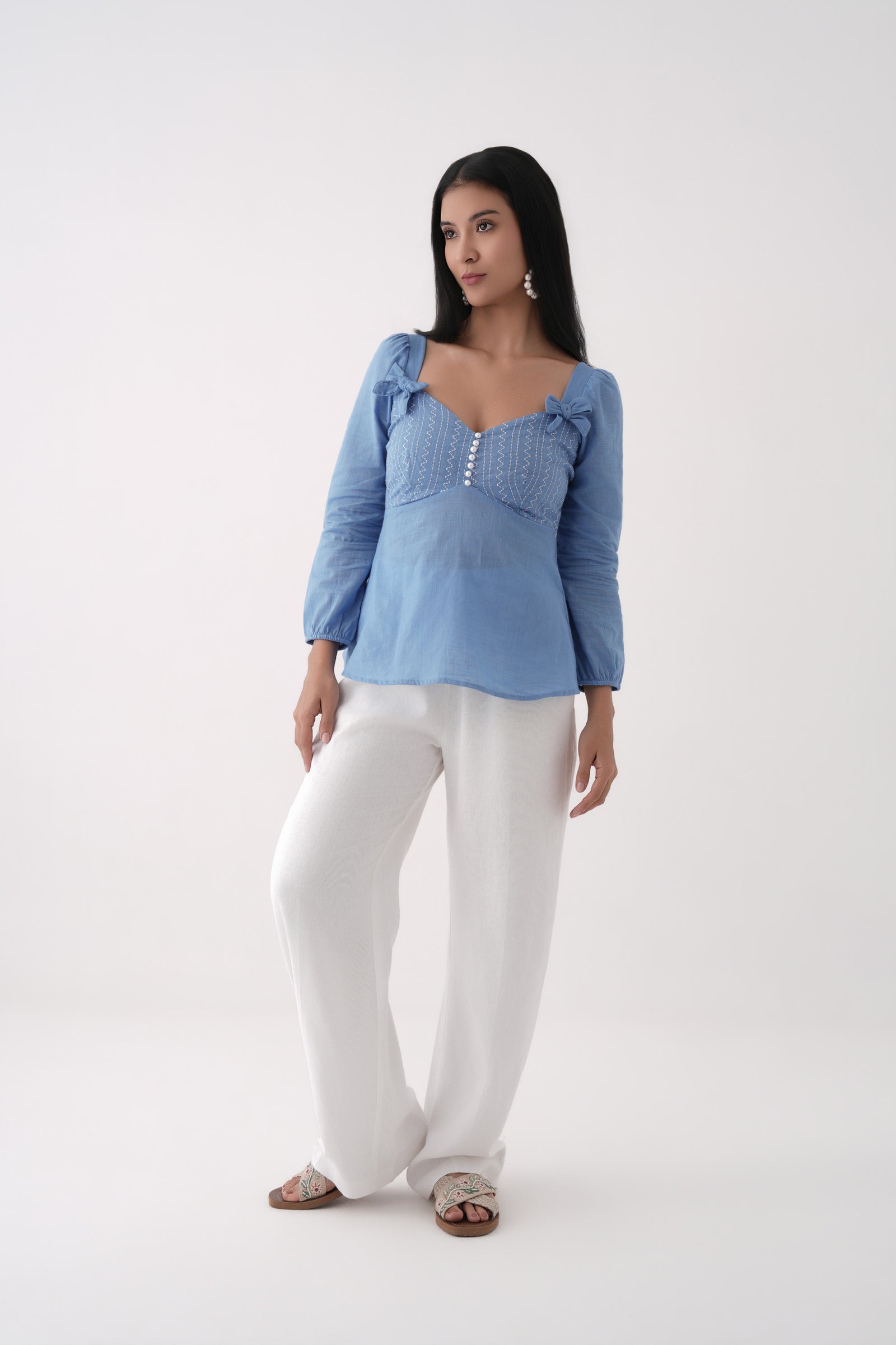 Embroidered Sweetheart Peplum Top