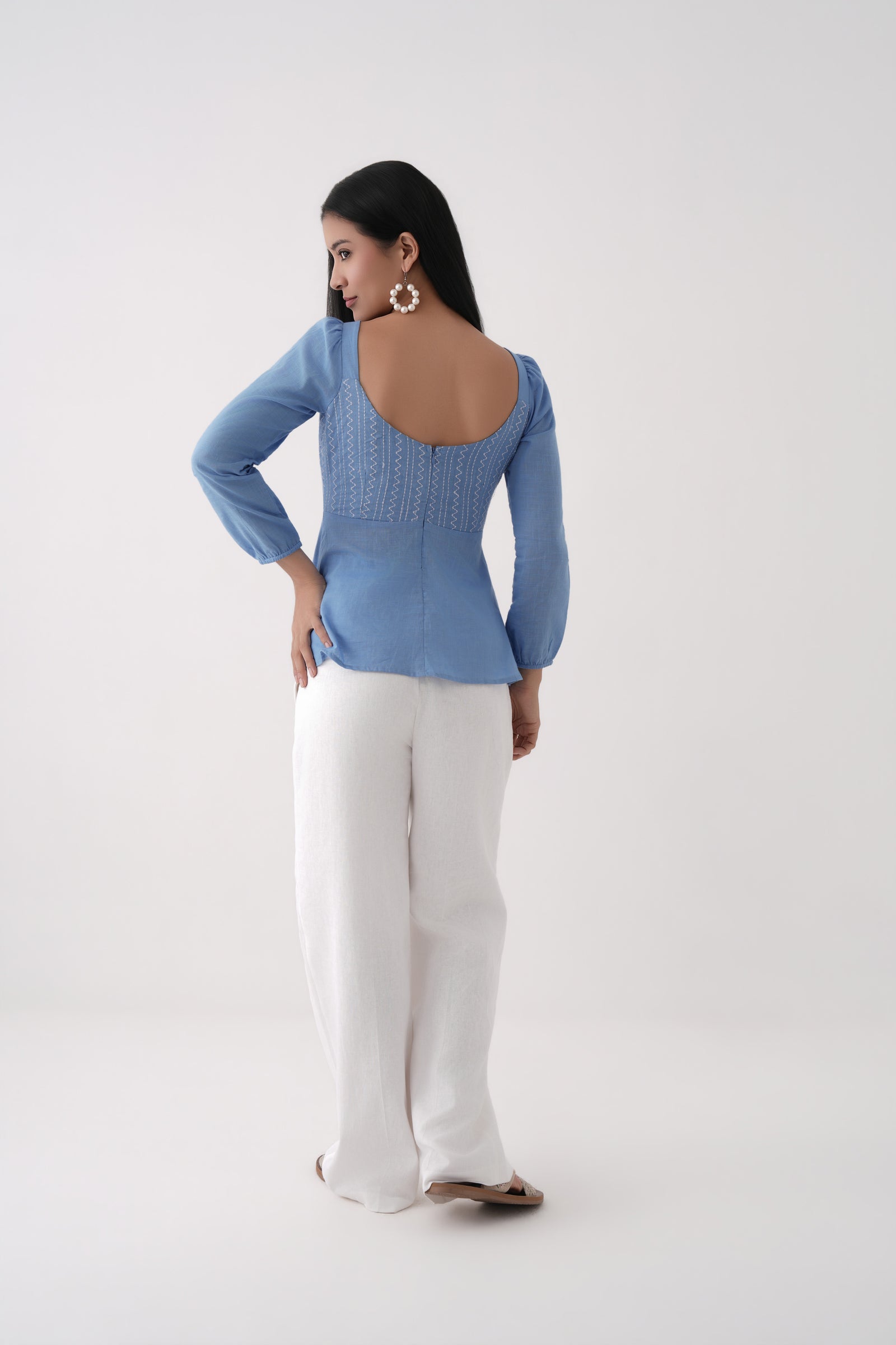 Embroidered Sweetheart Peplum Top