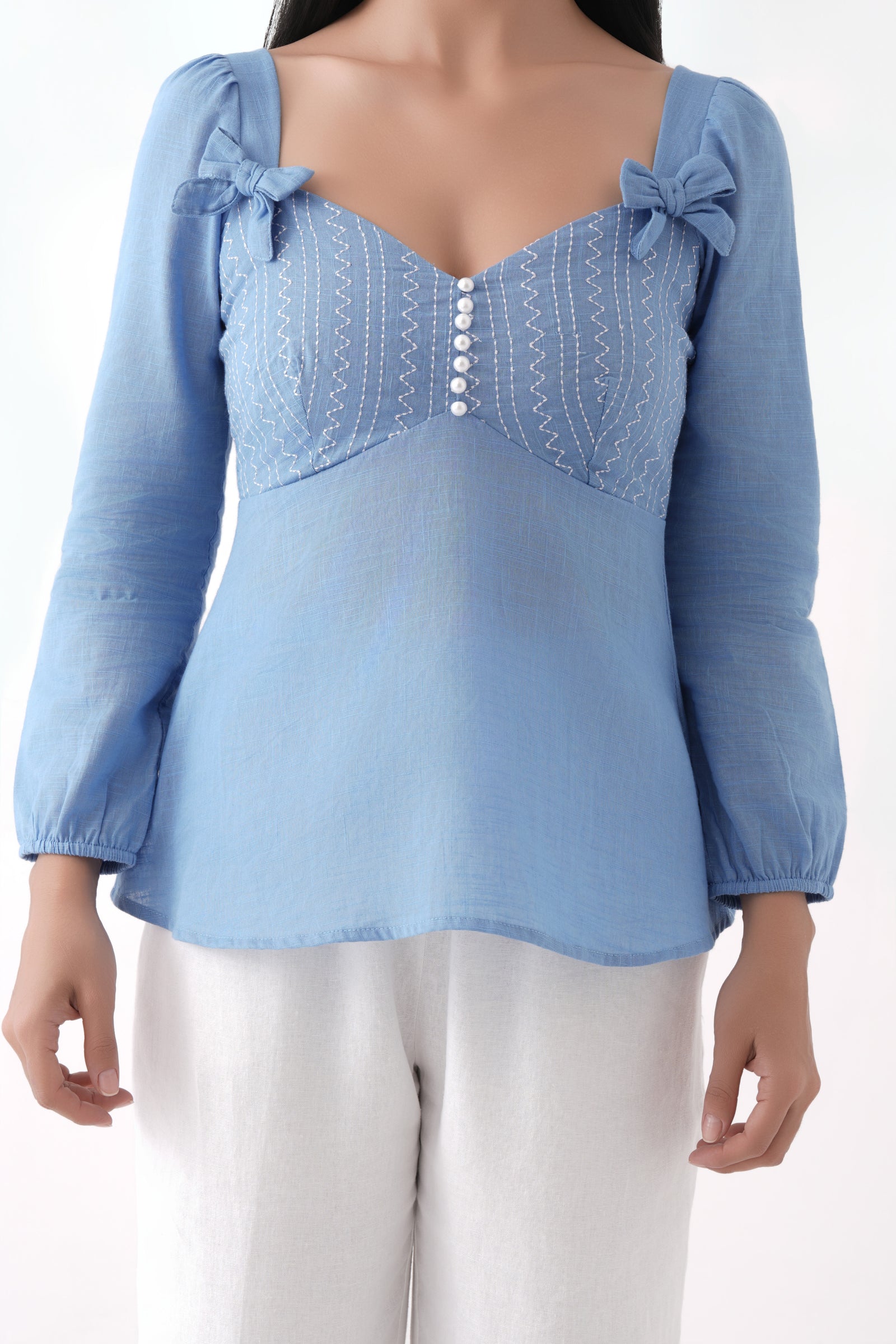 Embroidered Sweetheart Peplum Top