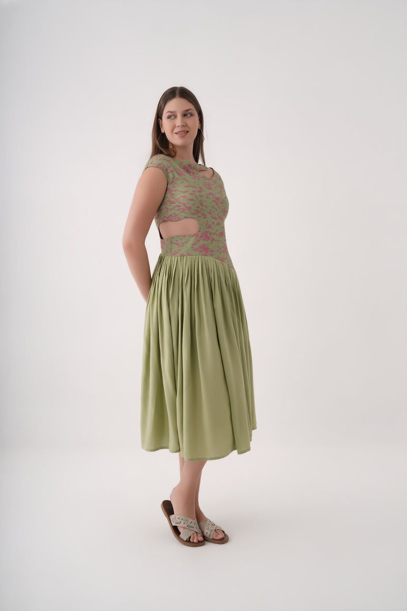 Printed Cut-Out Dress