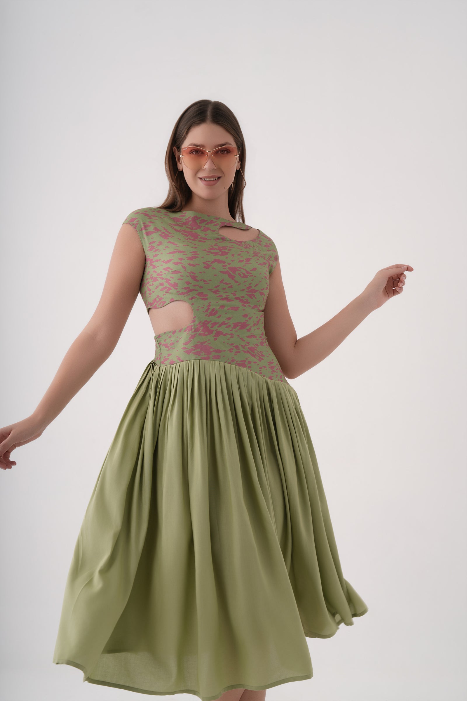 Printed Cut-Out Dress