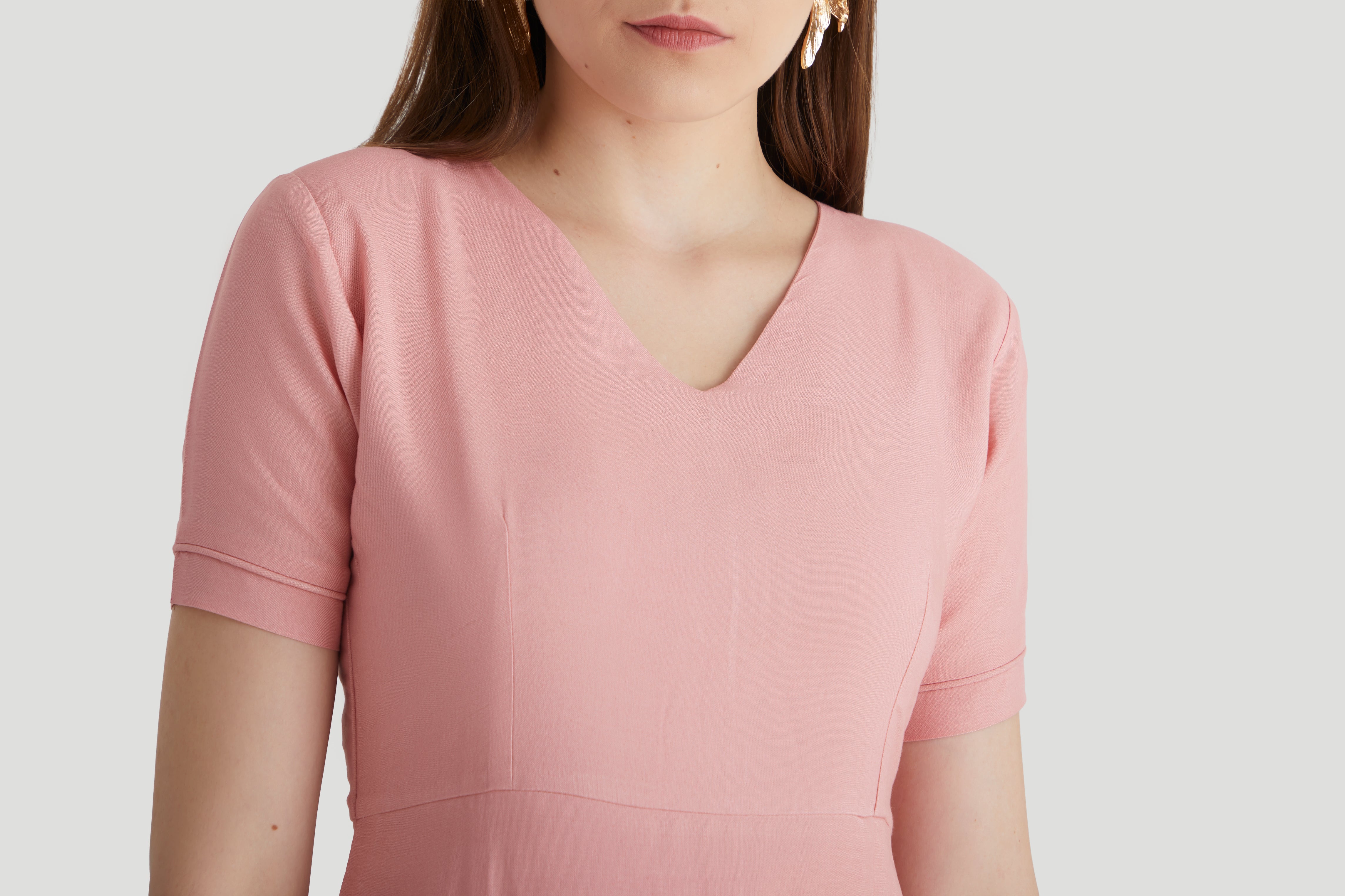 Embroidered Bodycon Dress Coral Pink