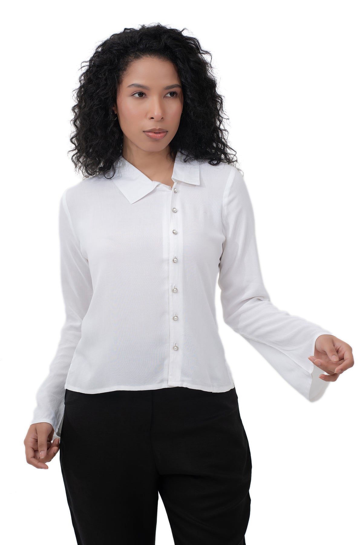 Zykaz Asymmetrical Placket Shirt in Bright White