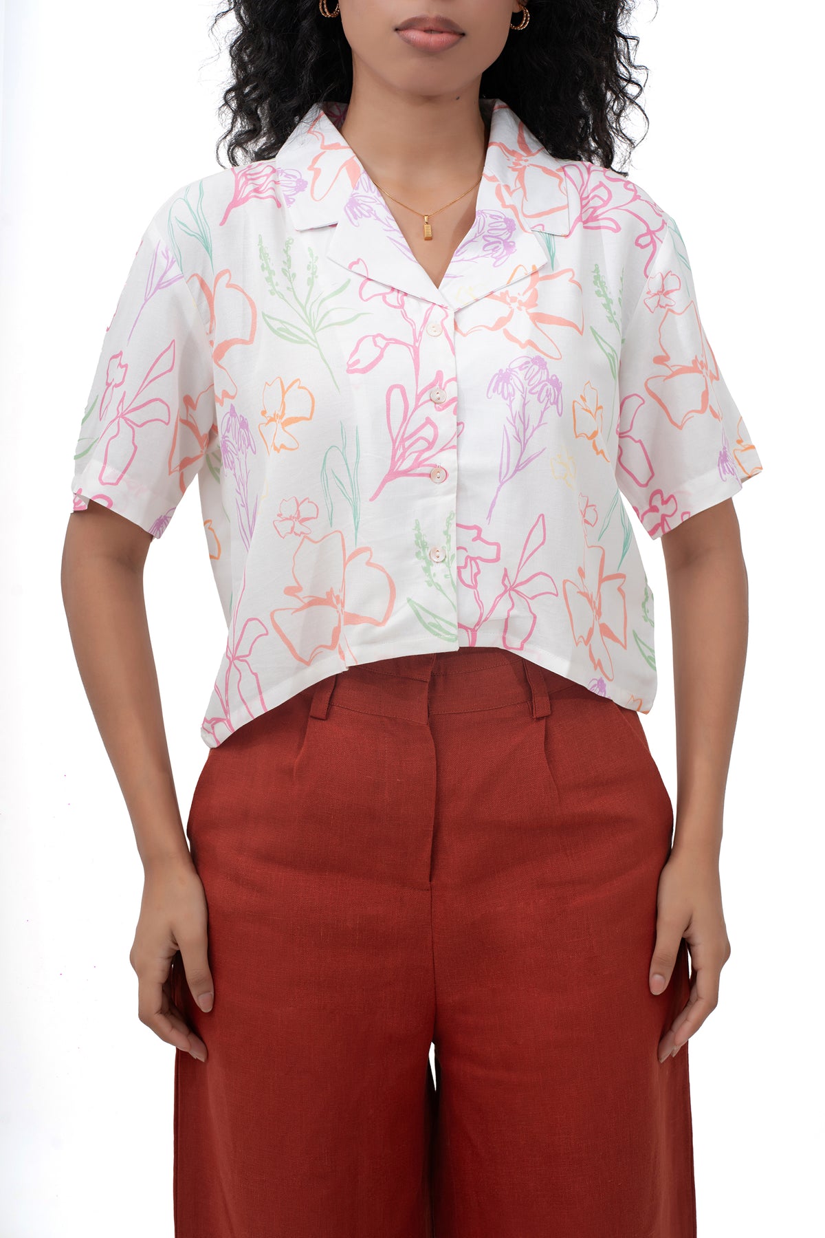 Zykaz Flora Crop Shirt in Bright White