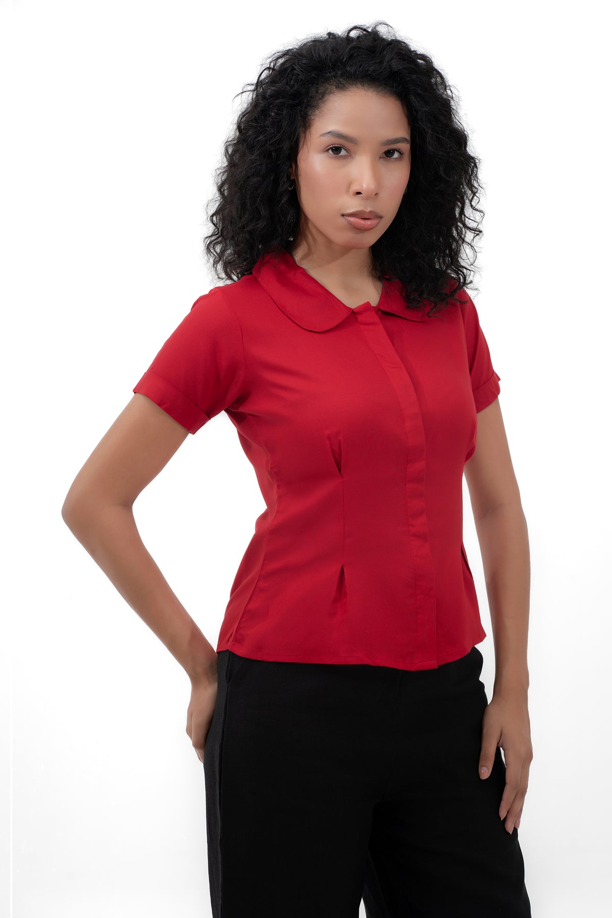 Zykaz Peter Pan Collar Shirt in Eqestrain Red