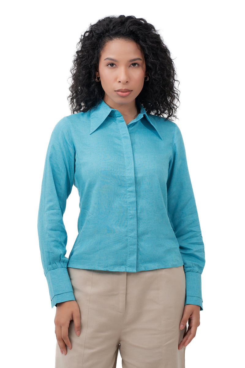 Zykaz Relaxed Fit Formal Shirt in Muai Blue