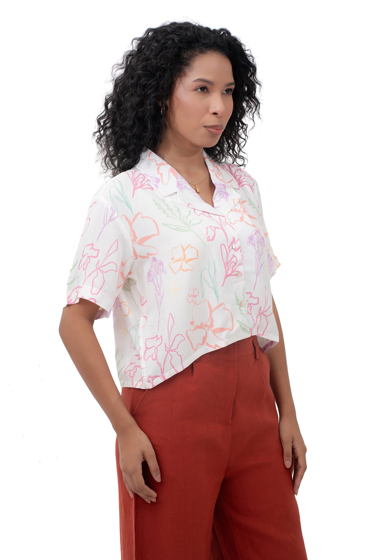 Zykaz Flora Crop Shirt in Bright White
