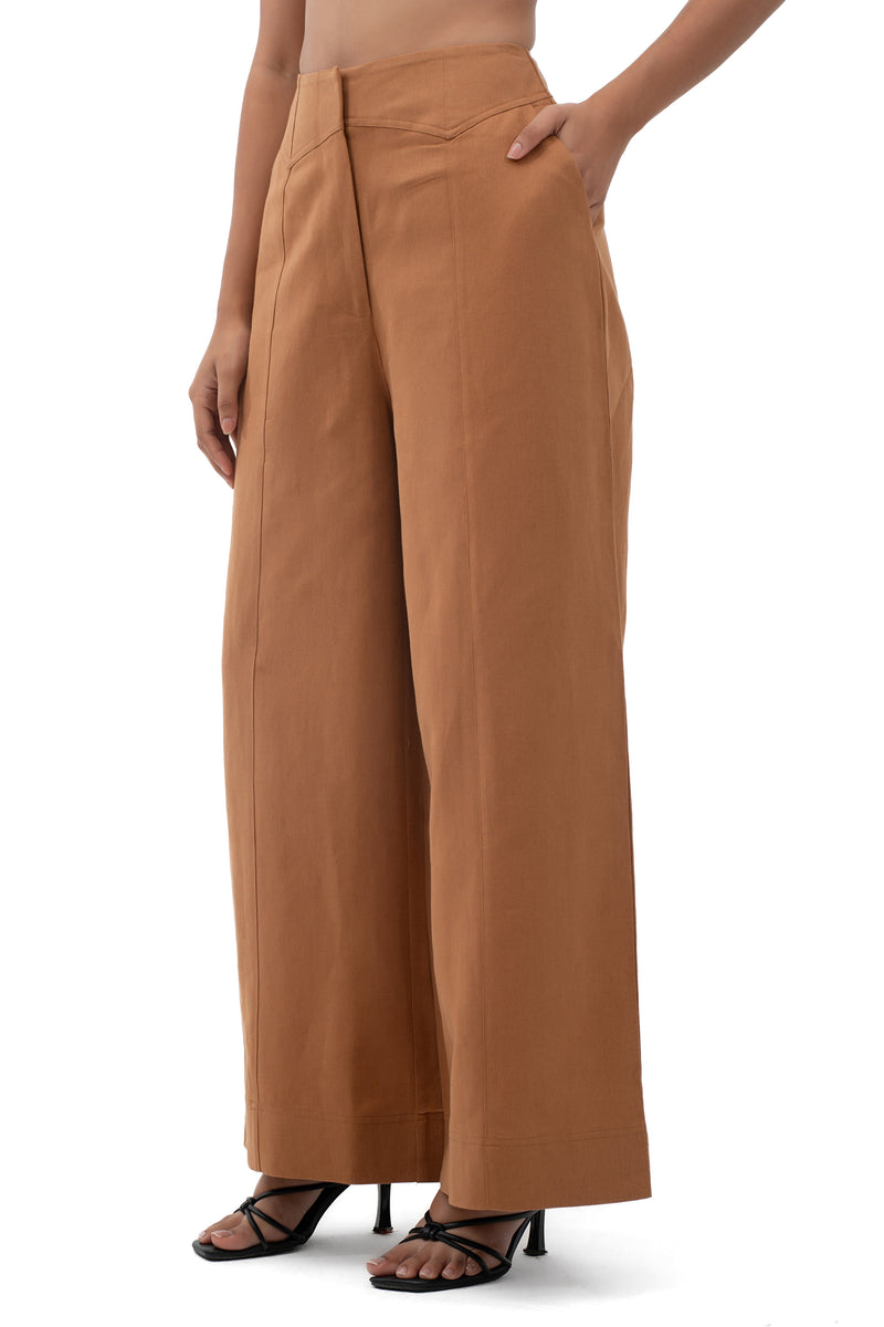 Zykaz Panelled Yoke Wide Pant in Chipmunk