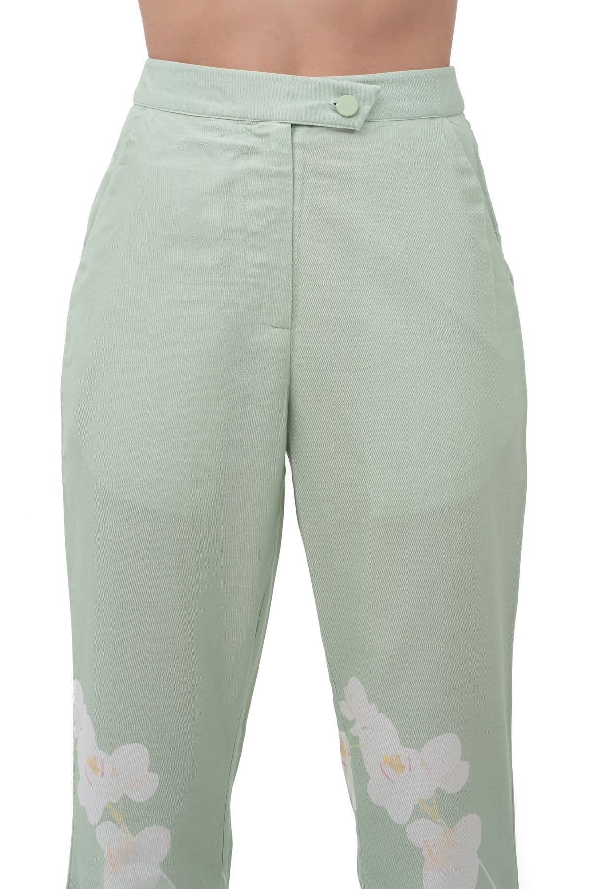 Zykaz Tailored Bootcut Trousers in Tender Green