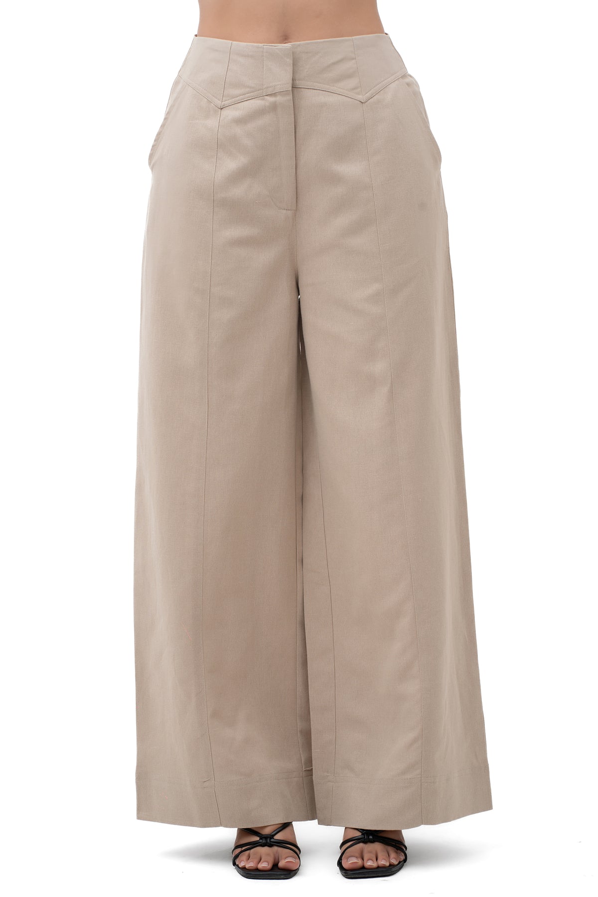 Zykaz Panelled Yoke Wide Pant in White Onyx