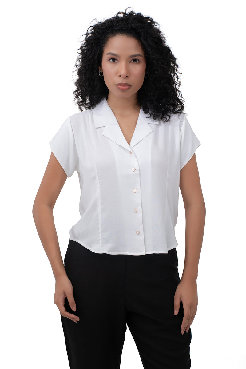 Zykaz Cuban Collar Shirt in Bright White