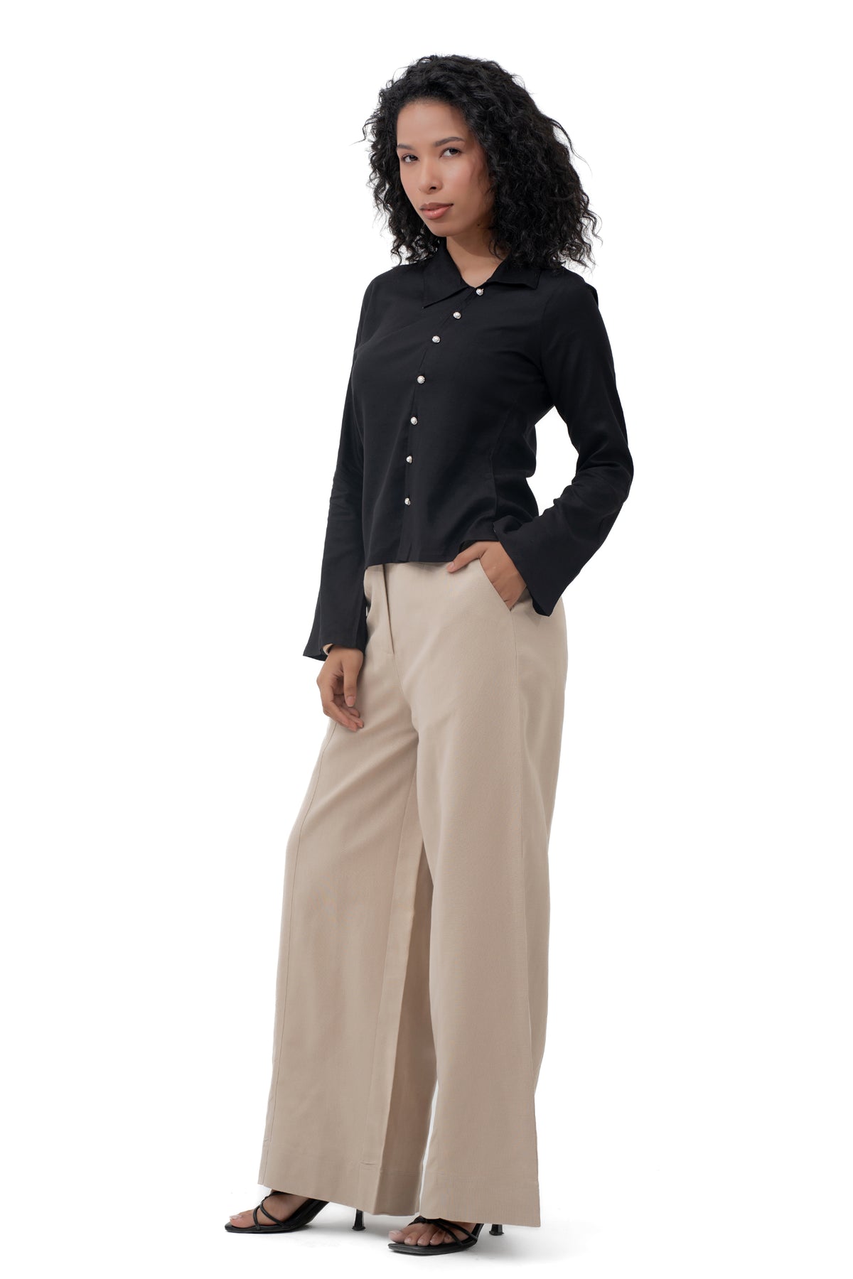 Zykaz Asymmetrical Placket Shirt in Black Beauty