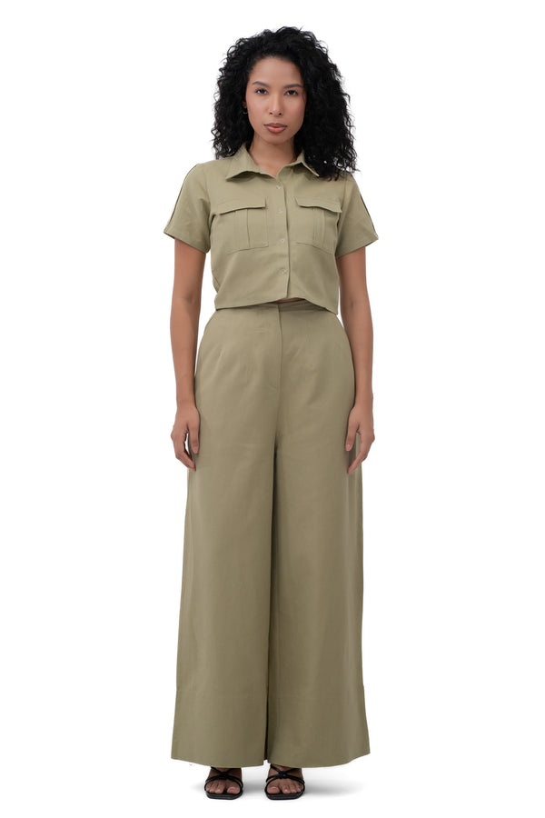 Zykaz Modern Crop Co-ord Set in Sage Green