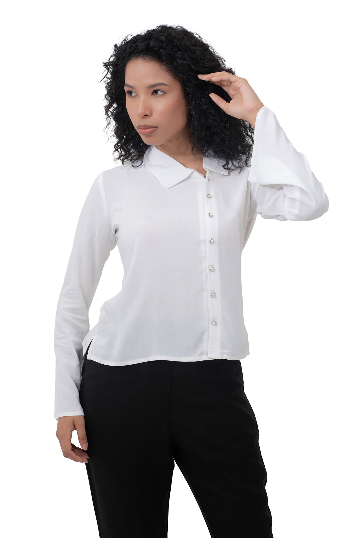 Zykaz Asymmetrical Placket Shirt in Bright White
