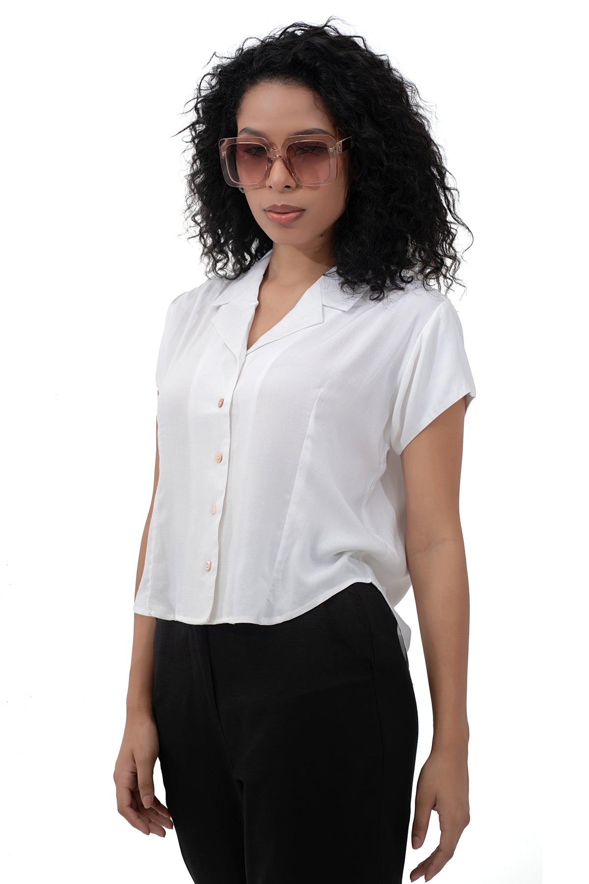 Zykaz Cuban Collar Shirt in Bright White