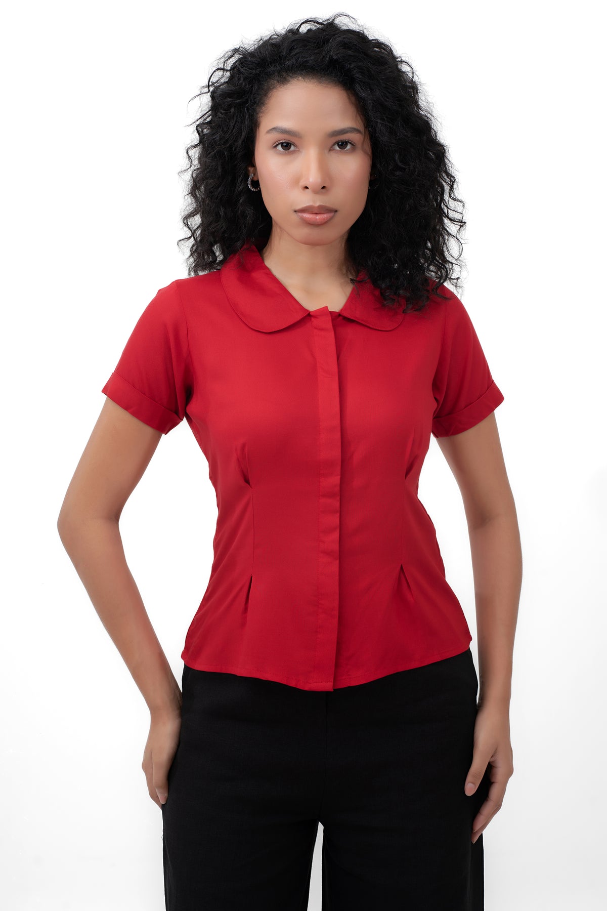 Zykaz Peter Pan Collar Shirt in Eqestrain Red