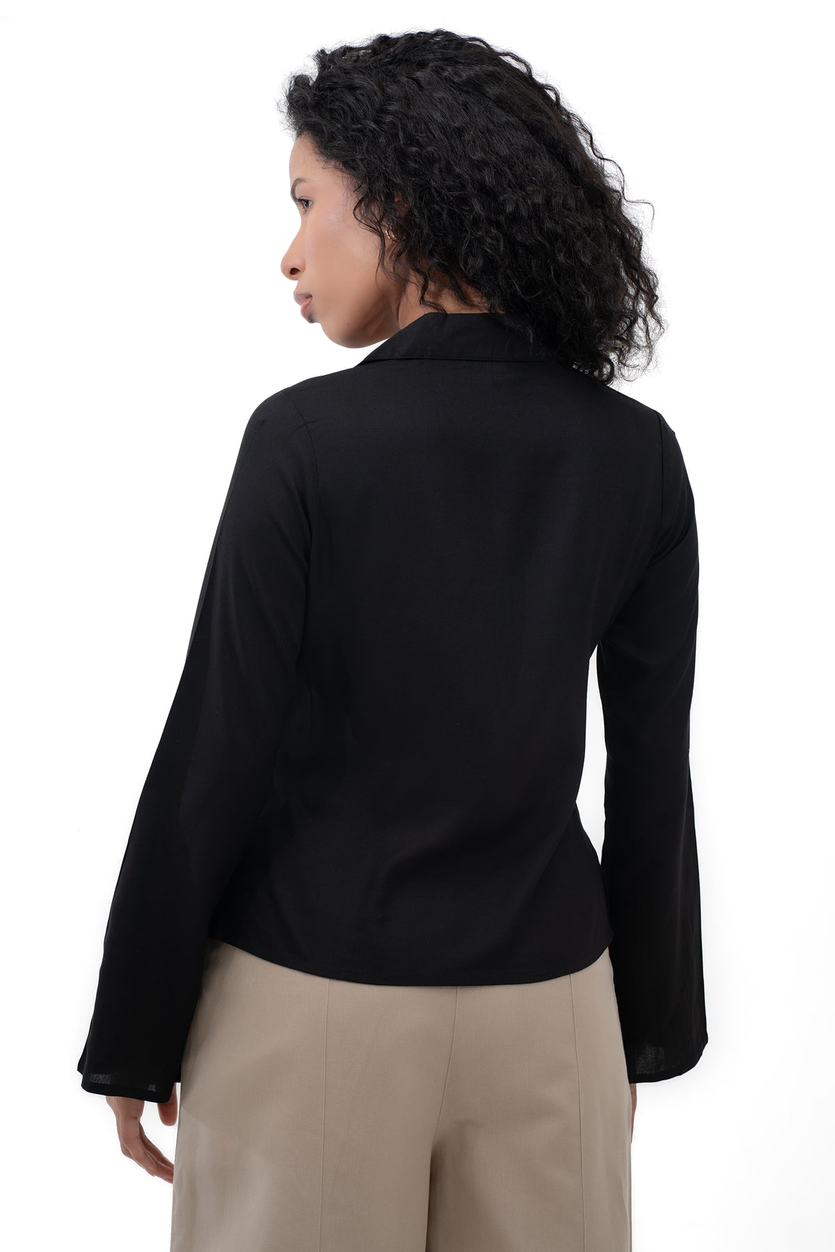 Zykaz Asymmetrical Placket Shirt in Black Beauty